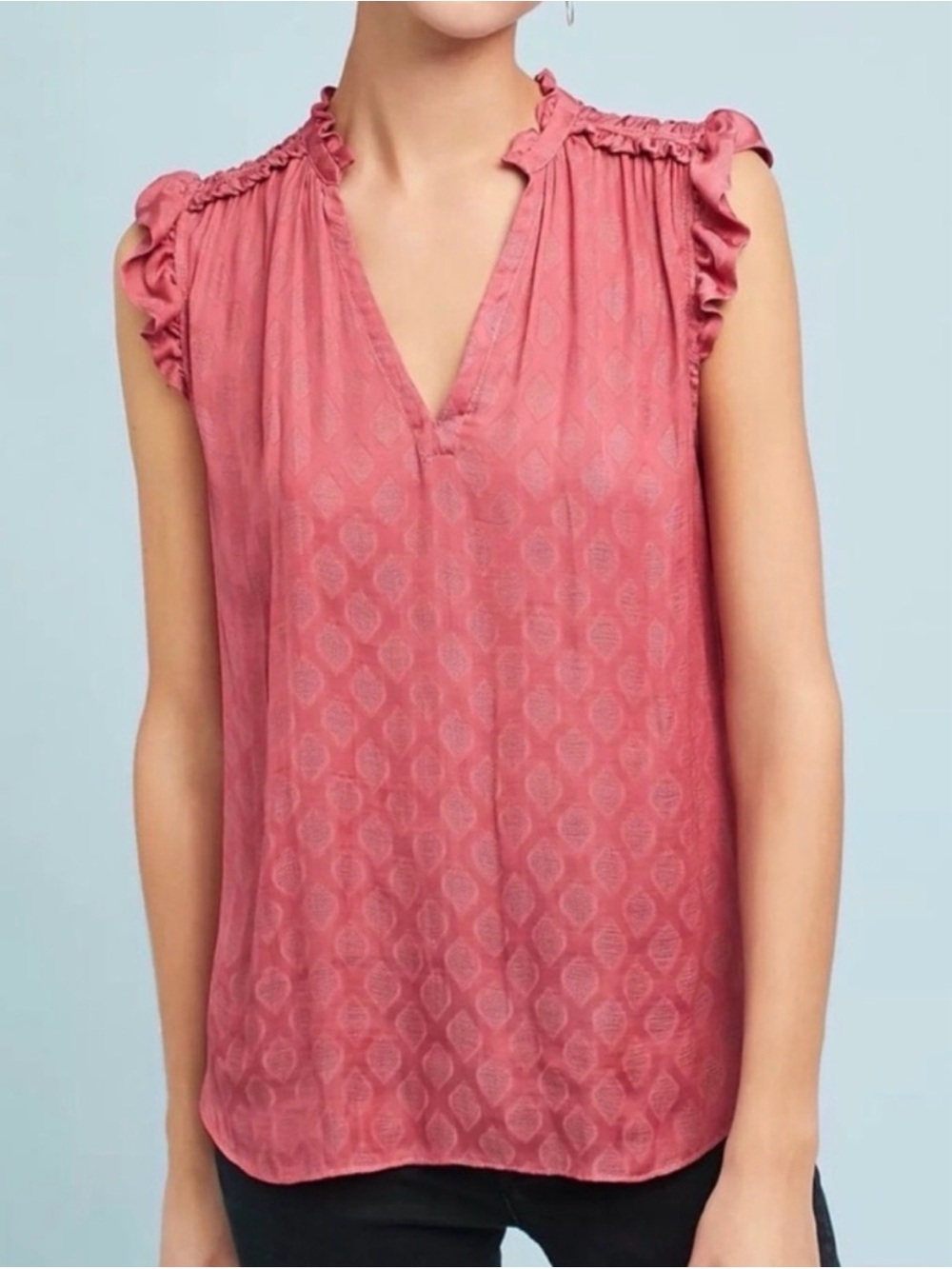 Maeve Women’s Mauve Ruffled Sleeveless Blouse